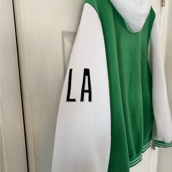 New Look 2X Green Varsity Jacket Hooded 23 LA Y2K Streetwear - Picture 7 of 7